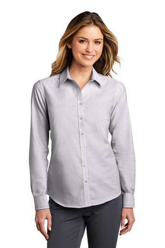 Port AuthorityÂ® Ladies SuperProâ„¢ Oxford Stripe Shirt