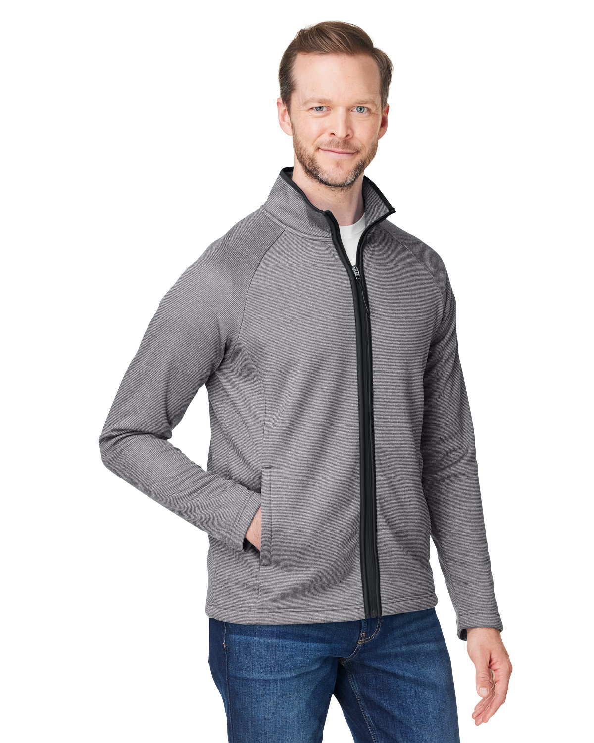 CORE365 Men\'s Venture Heathered Stripe Full-Zip