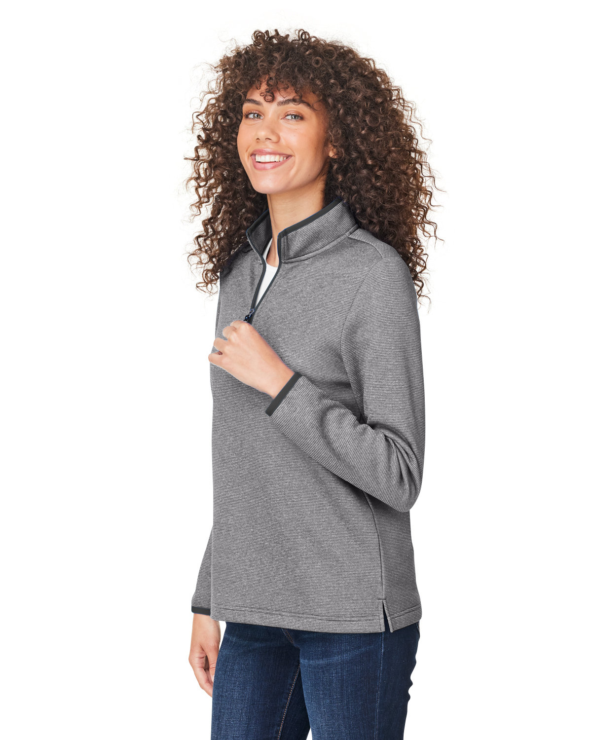 CORE365 Ladies\' Venture Heathered Stripe Quarter-Zip