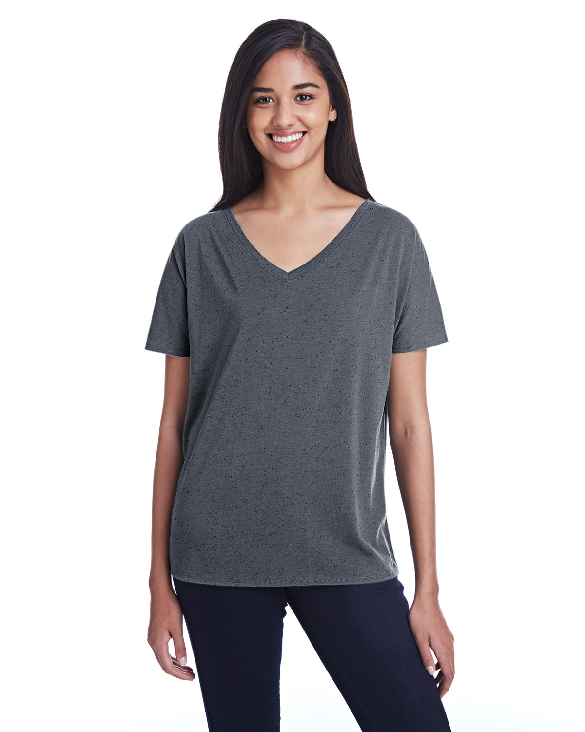 [AB] Threadfast Apparel Ladies' Triblend Fleck Short-Sleeve V-Neck T-Shirt