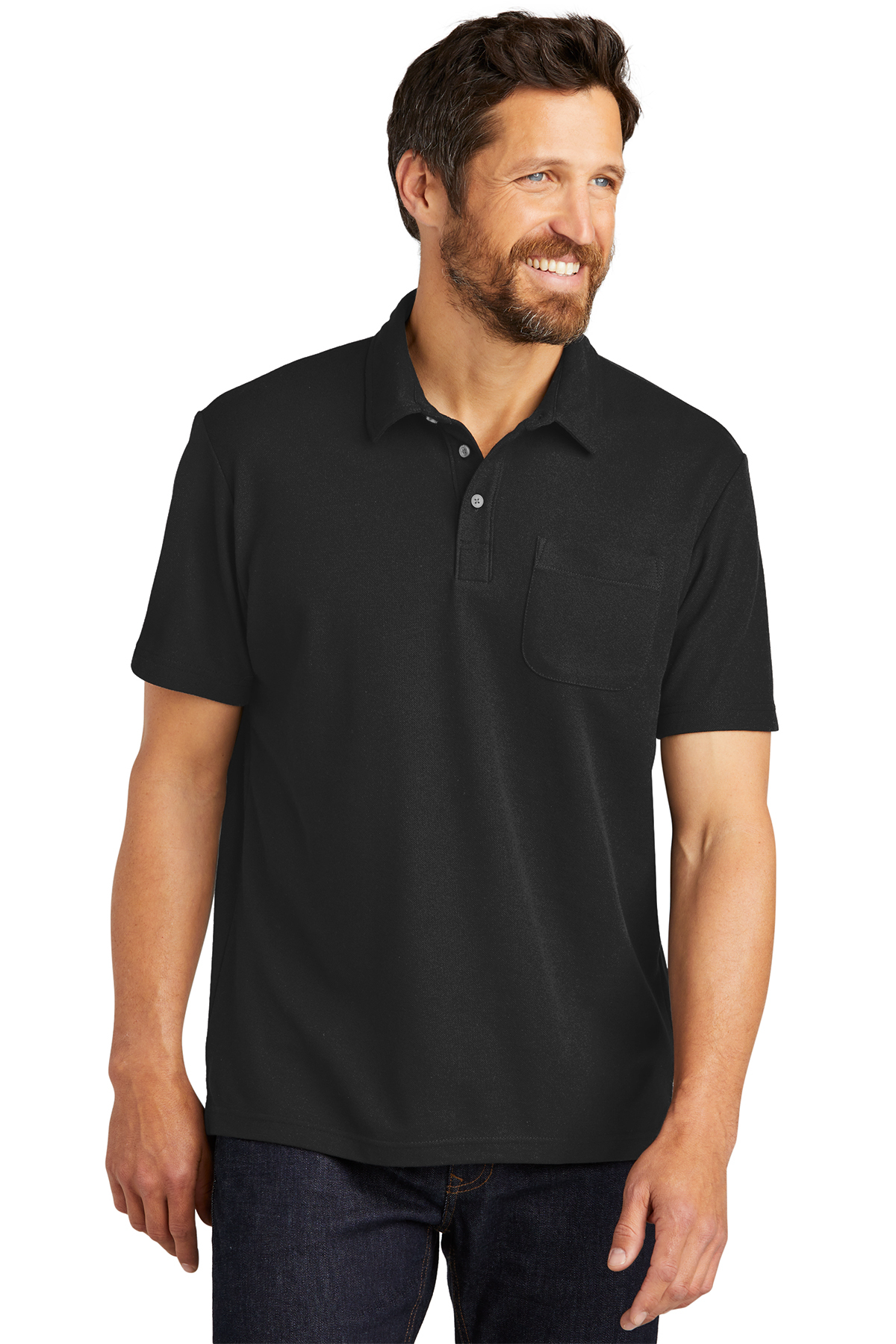 Port AuthorityÂ® C-FREE â„¢ Cotton Blend Pique Pocket Polo