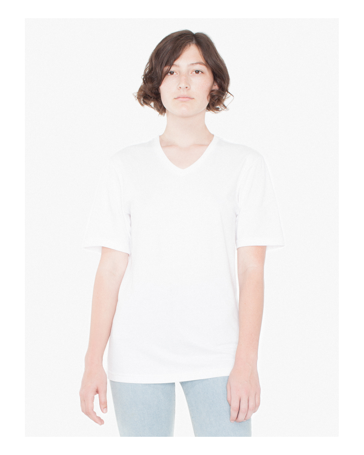 24321OW American Apparel Unisex Organic Fine Jersey Short-Sleeve Classic V-Neck