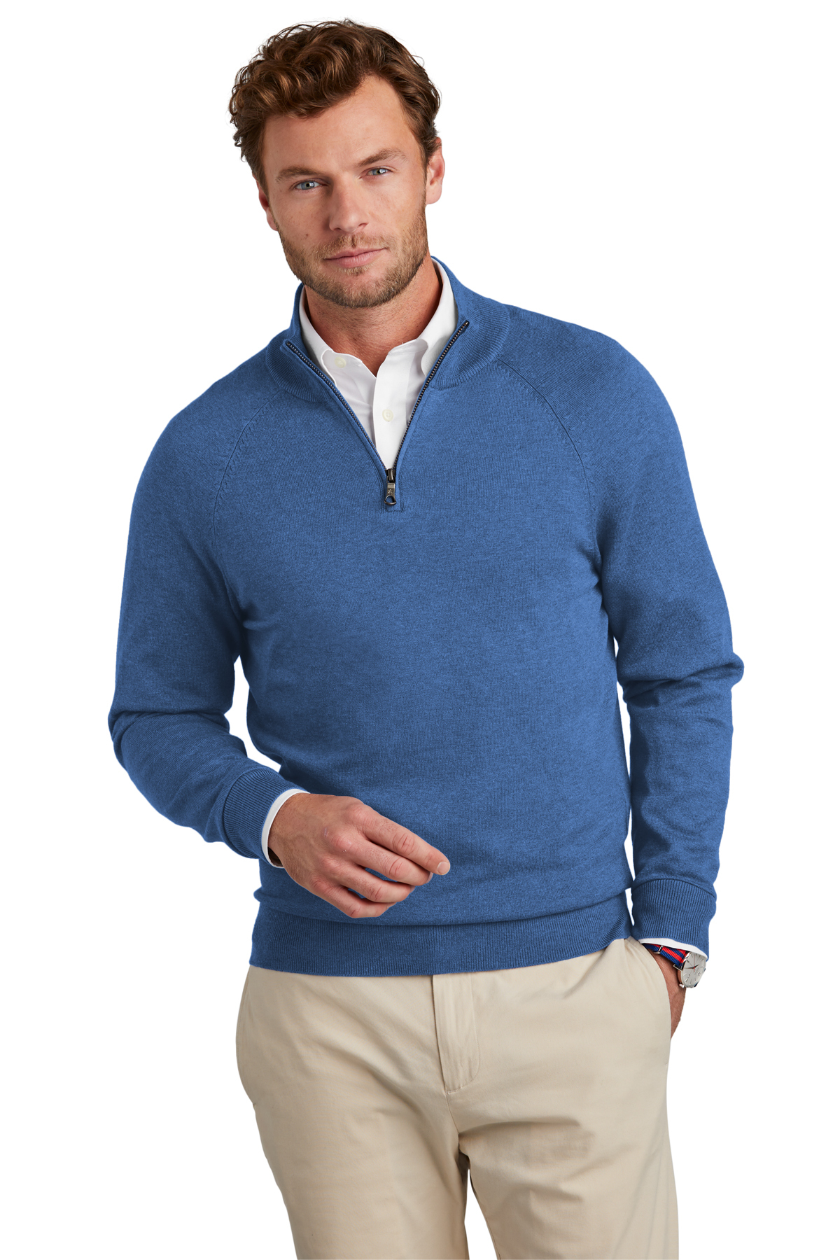  Brooks BrothersÂ® Cotton Stretch 1/4-Zip Sweater