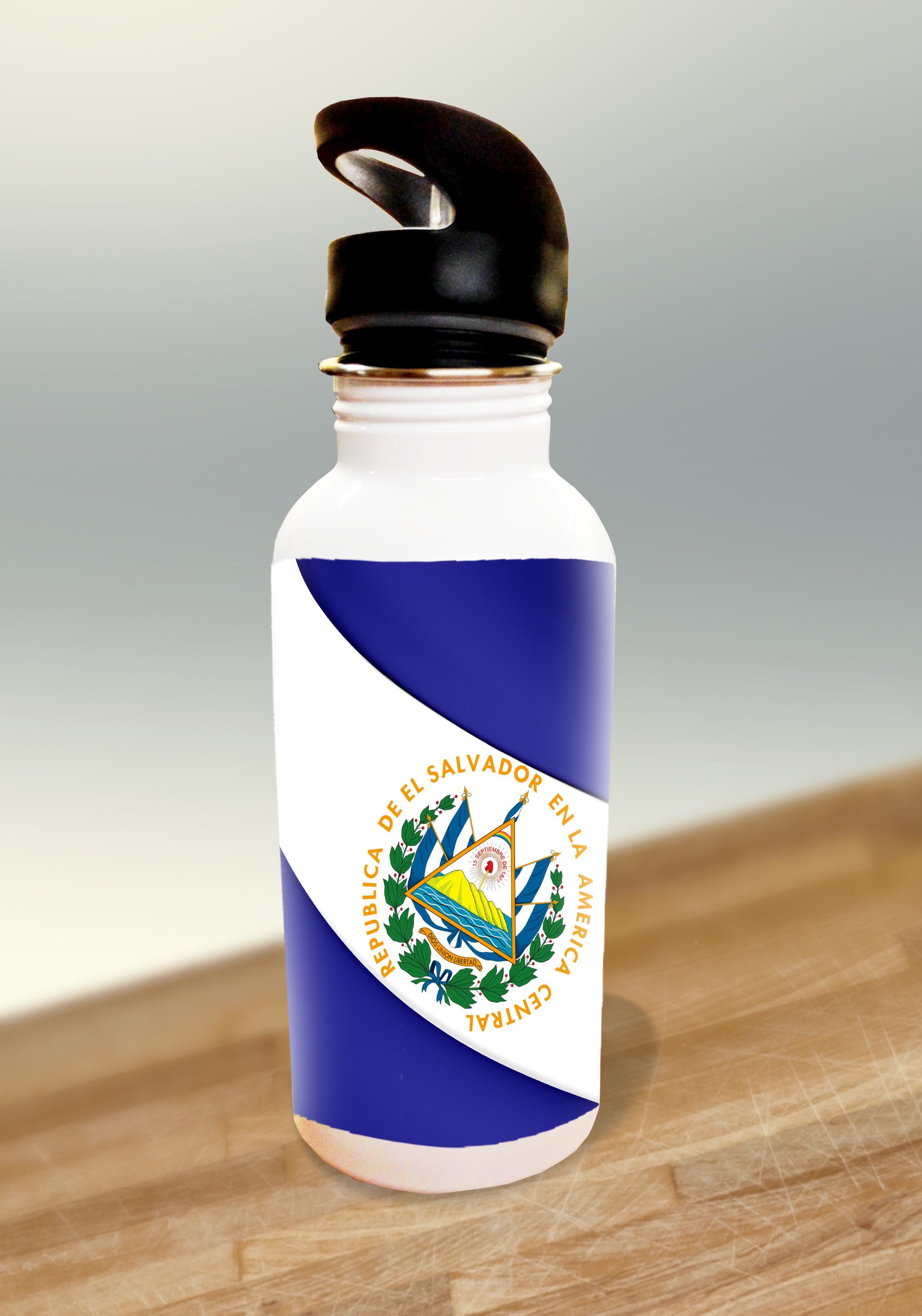 WB002 - DyeTrans® Stainless Steel Water Bottle With Stem/Stra - El Salvador