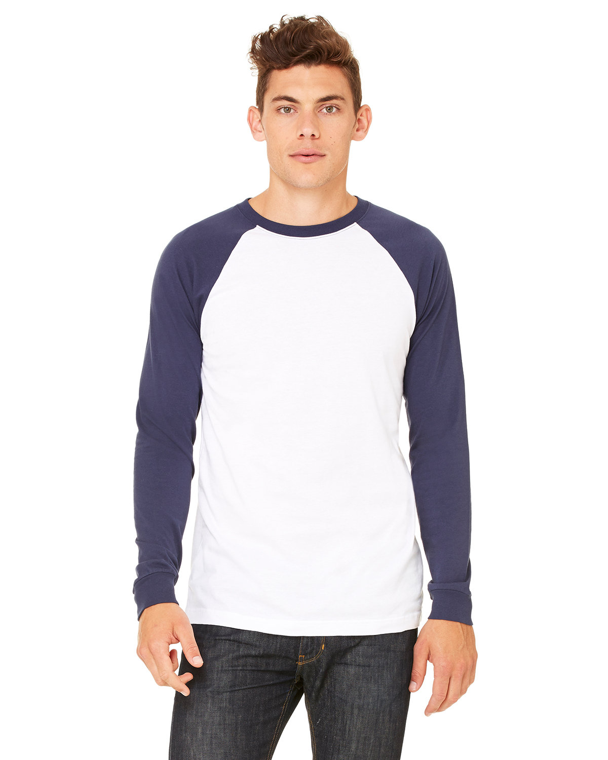 [AB] Bella + Canvas Men's Jersey Long-Sleeve Baseball T-Shirt