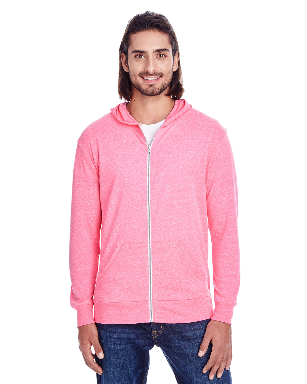 [AB] Threadfast Apparel Unisex Triblend Full-Zip Light Hoodie