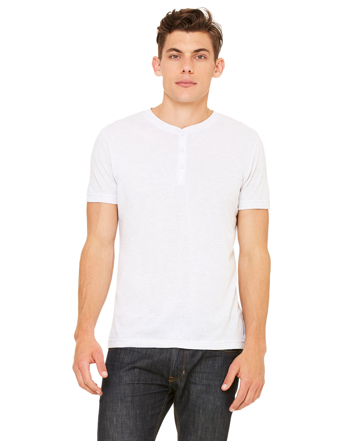 Bella + Canvas Men\'s Triblend Short-Sleeve Henley