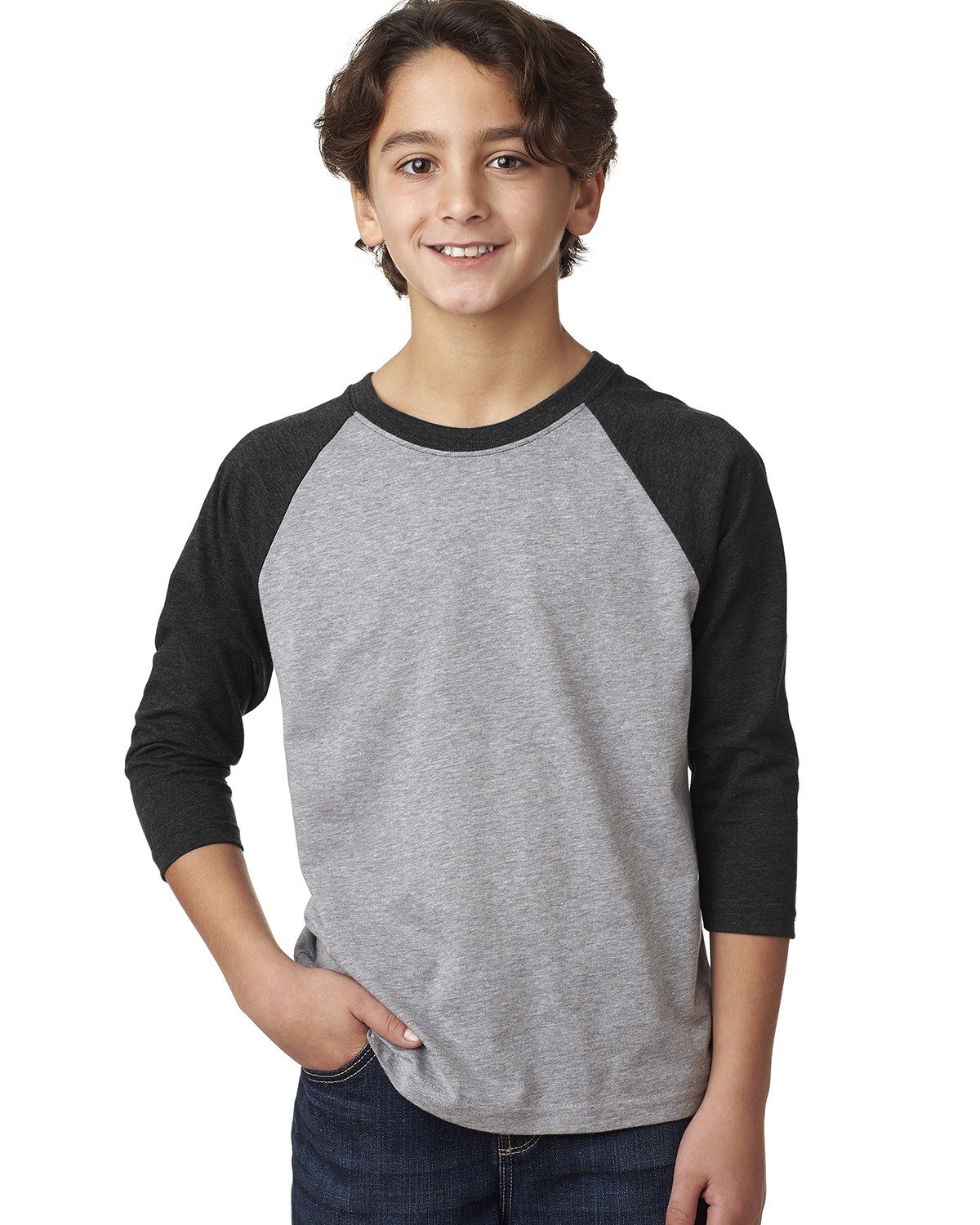 [AB] Next Level Apparel Youth CVC Three-Quarter Sleeve Raglan