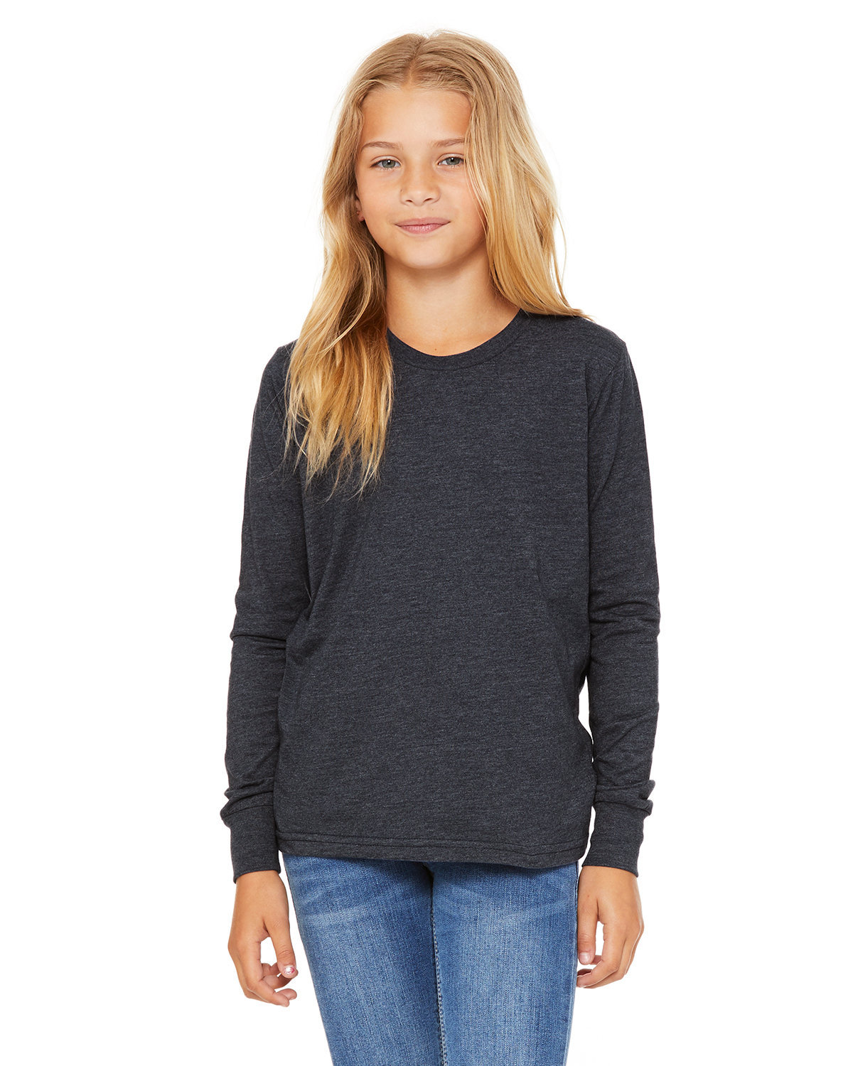 [AB] Bella + Canvas Youth Heather CVC Long-Sleeve T-Shirt