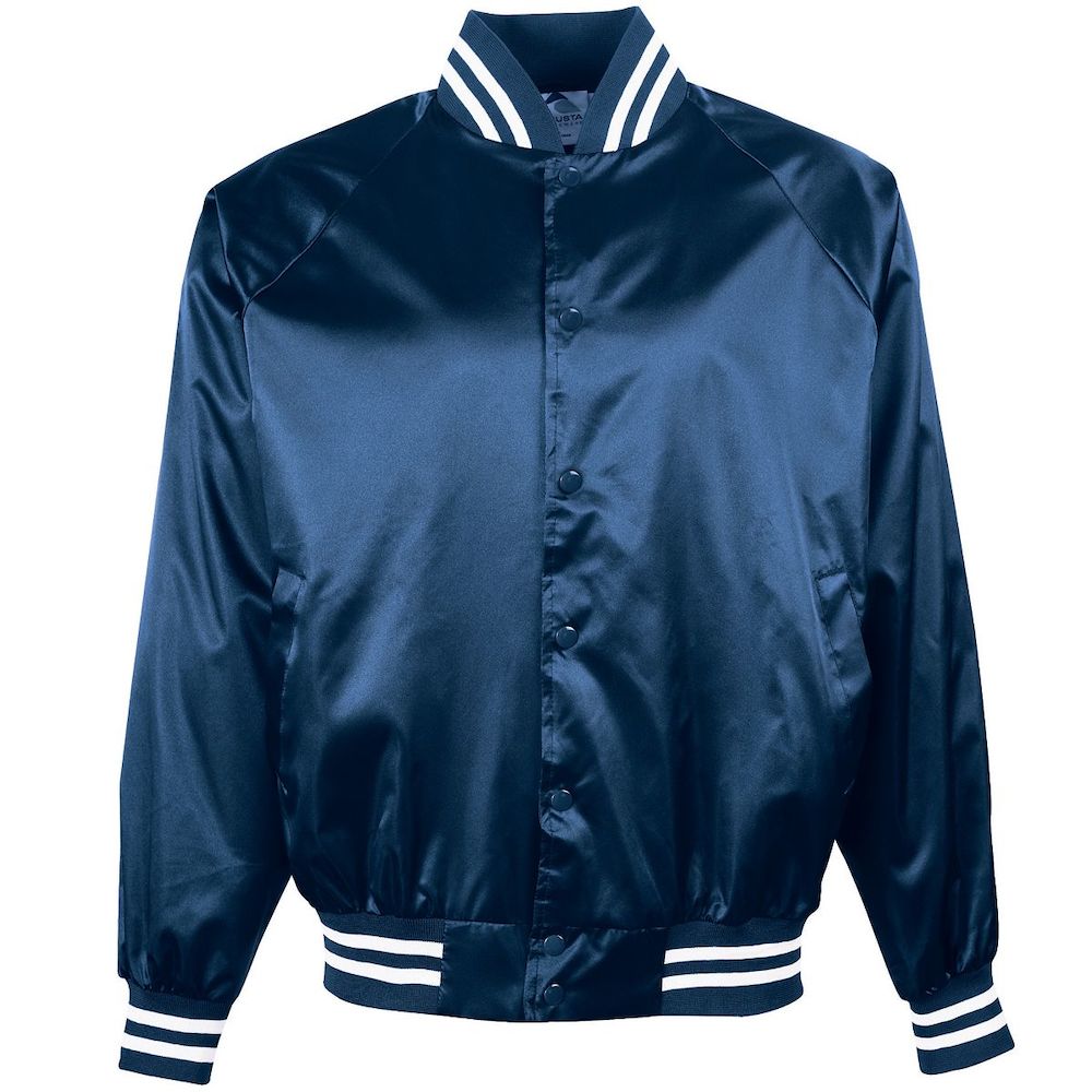 3610 Augusta Satin Baseball Jacket/Striped Trim