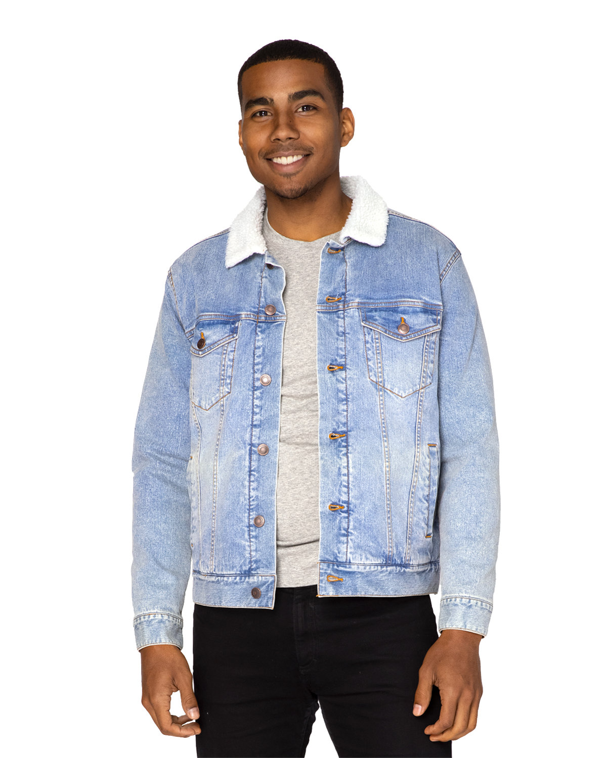 [AB] Threadfast Apparel Unisex Sherpa-Lined Denim Jacket