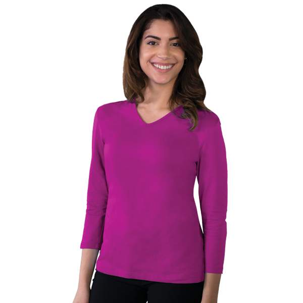 [BG] Ladies' 3/4 Sleeve V-Neck Tee