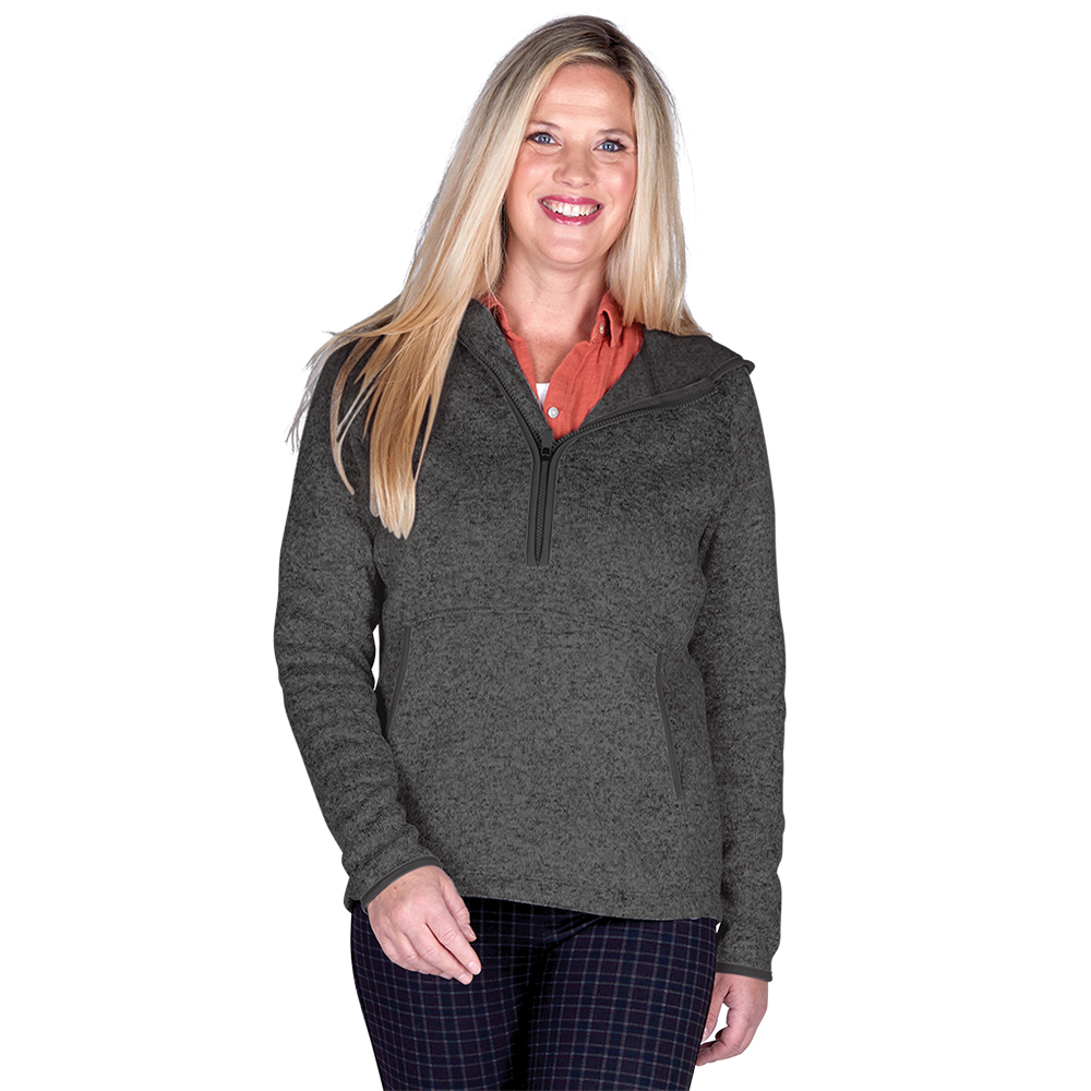 WOMEN\'S HEATHERED FLEECE QUARTER ZIP HOODIE