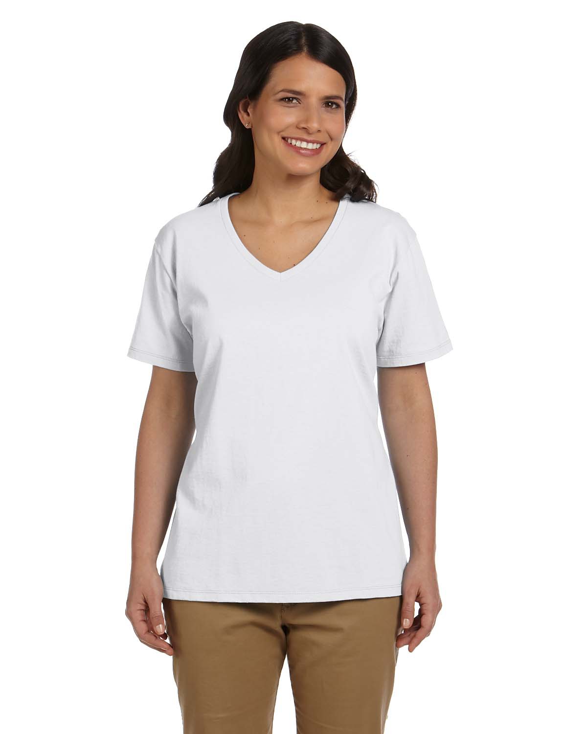 5780 Hanes Ladies\' 5.2 oz. TaglessÂ® V-Neck T-Shirt