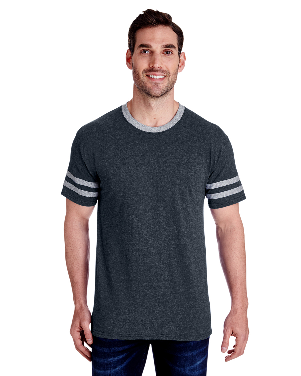 602MR Jerzees Adult 4.5 oz. TRI-BLEND Varsity Ringer T-Shirt