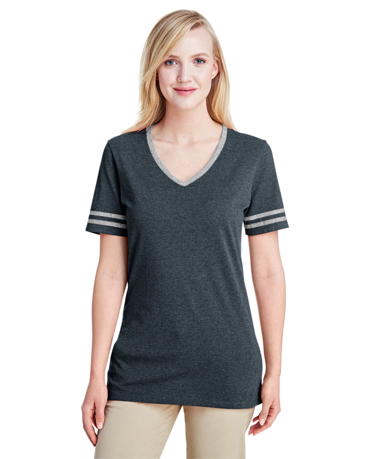 [AB] Jerzees Ladies' TRI-BLEND Varsity V-Neck T-Shirt