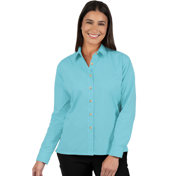 [BG] Ladies' L/S Superblend Poplin Shirt with Bone Buttons