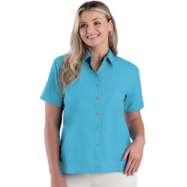 [BG] Ladies' S/S Superblend Poplin Shirt with Bone Buttons