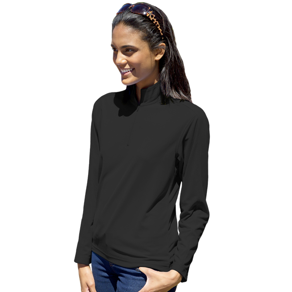 [BG] Ladies' Wicking L/S Solid Zip Pullover