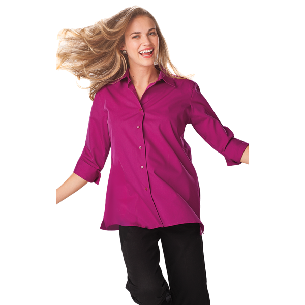 [BG] Ladies' 3/4 Sleeve Poplin Swing Shirt