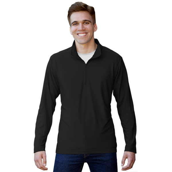 [BG] MENS WICKING SOLID 1/4 ZIP LS PULLOVER