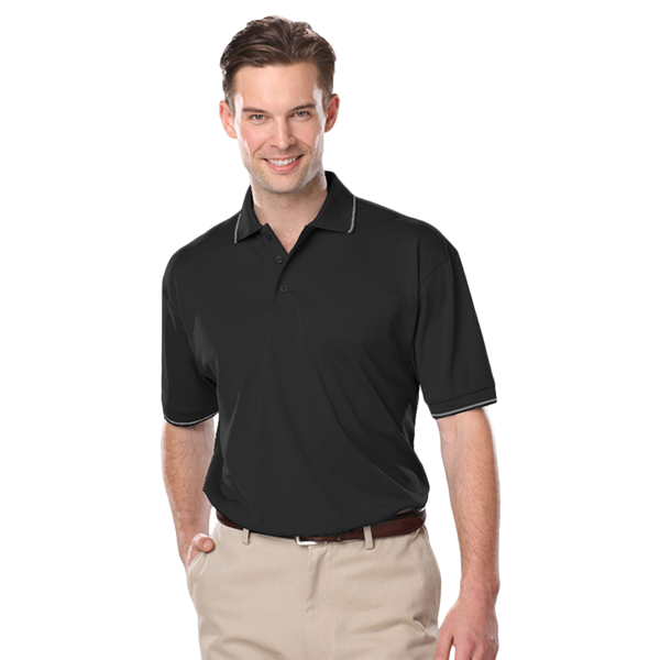 [BG] Men's Striped Trim Value Wicking Polo