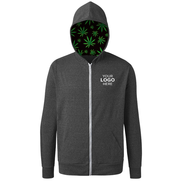 [BG] Cannabis Triblend Contrast Zip Front Hoodie