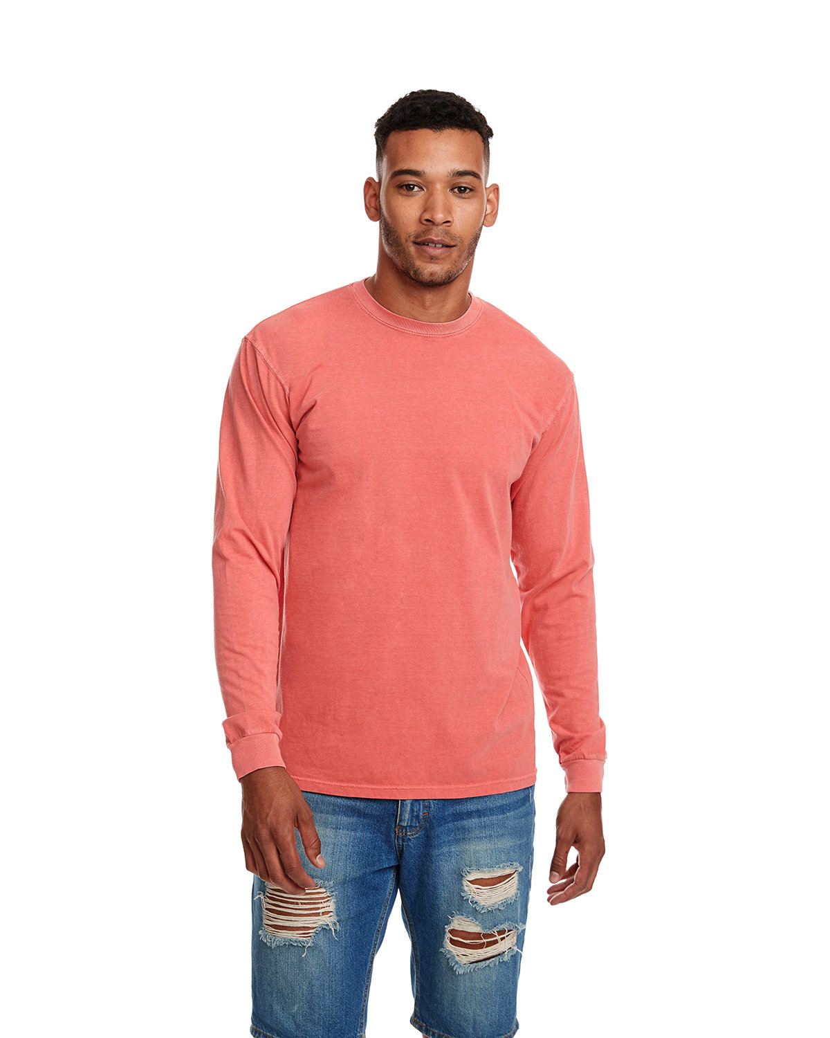 [AB] Next Level Apparel Adult Inspired Dye Long-Sleeve Crew with Pocket