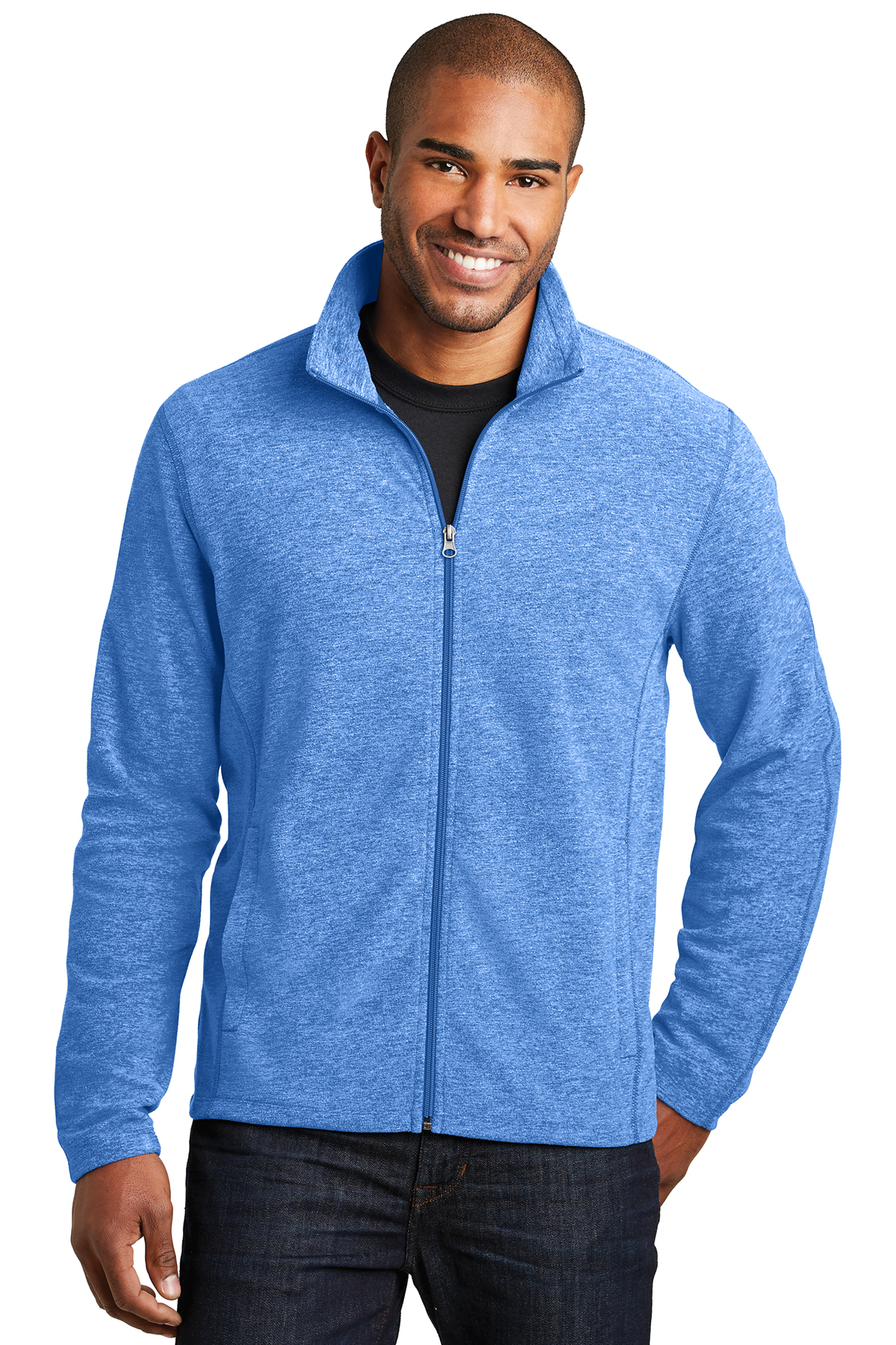 F235   Port Authority® Heather Microfleece Full-Zip Jacket