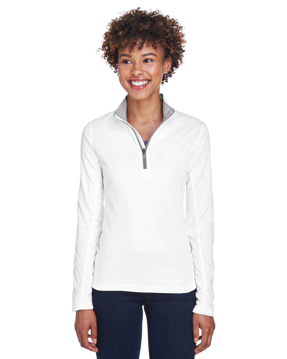 UltraClub Ladies\' Cool & Dry Sport Quarter-Zip Pullover