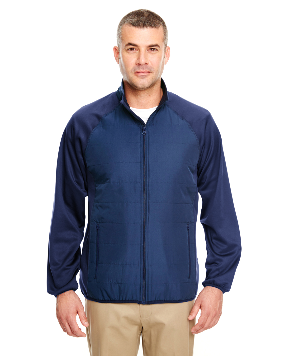 UltraClub Adult Cool & Dry Quilted Front Full-Zip Lightweight Jacket