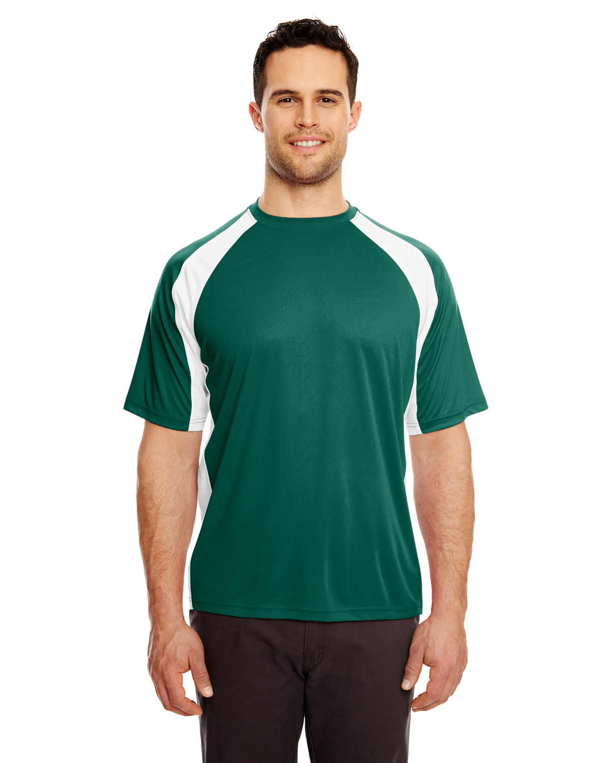 UltraClub Adult Cool & Dry Sport Two-Tone Performance Interlock T-Shirt