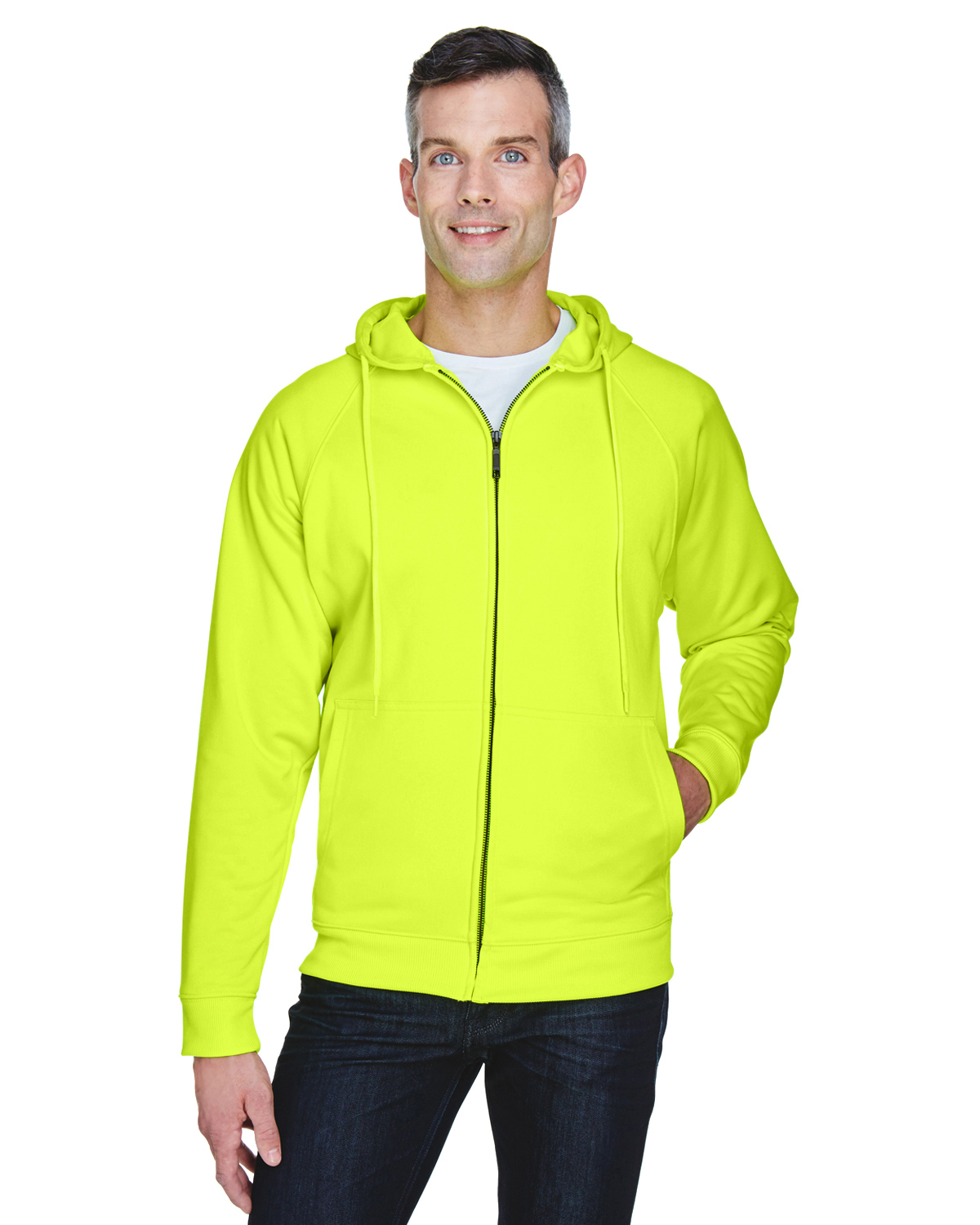 8463  UltraClub Adult Rugged Wear Thermal-Lined Full-Zip Hooded Fleece