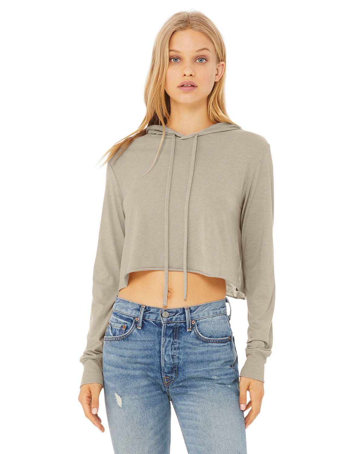 [AB] Bella + Canvas Ladies' Cropped Long Sleeve Hooded T-Shirt