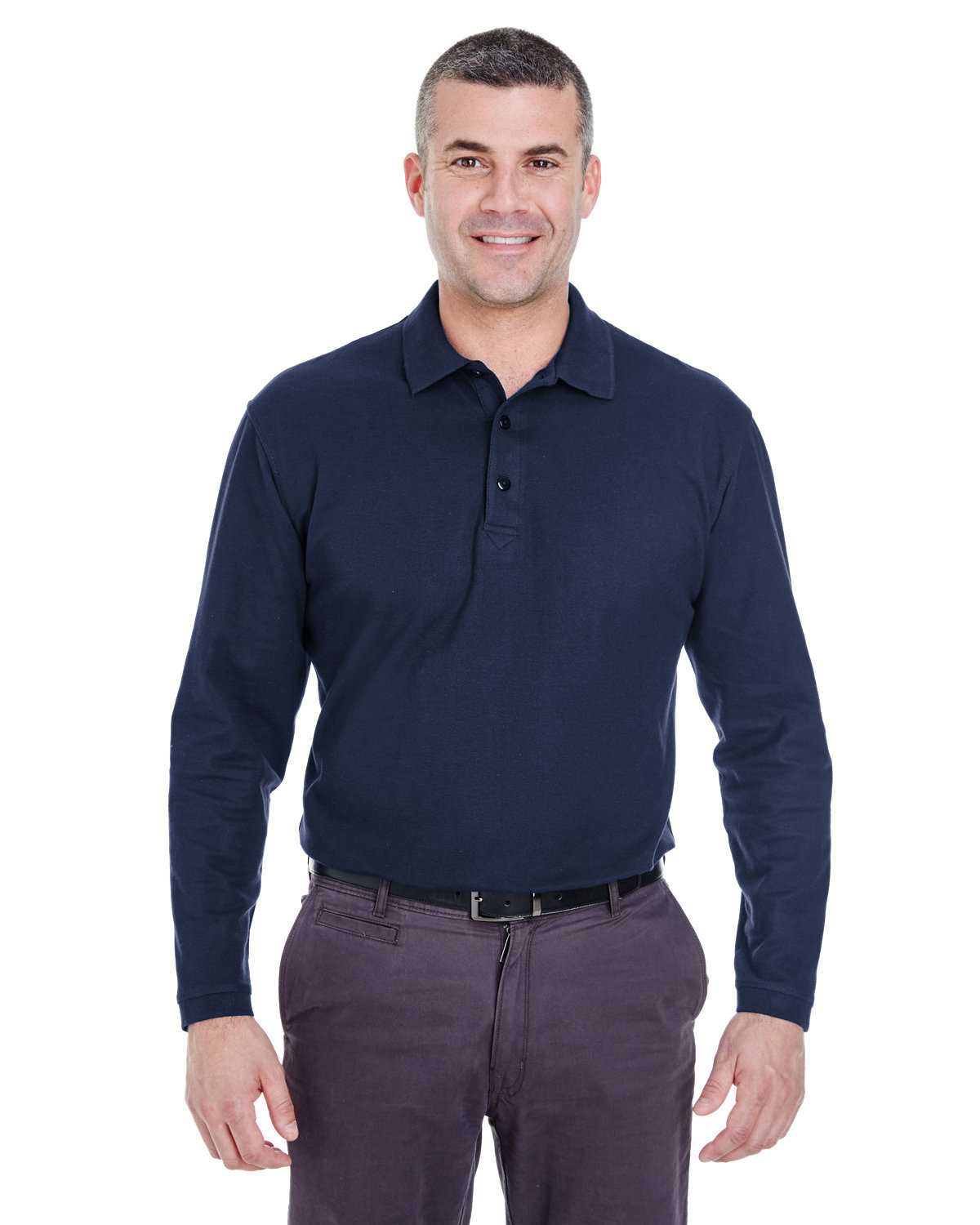 8542   UltraClub Adult Long-Sleeve Whisper Piqué Polo