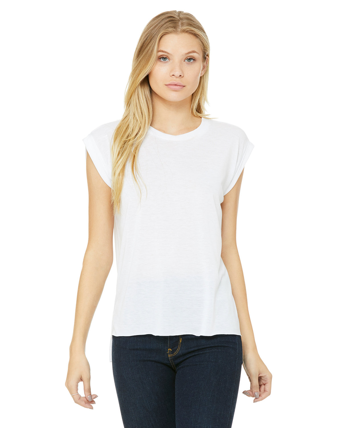 [AB] Bella + Canvas Ladies' Flowy Muscle T-Shirt with Rolled Cuff