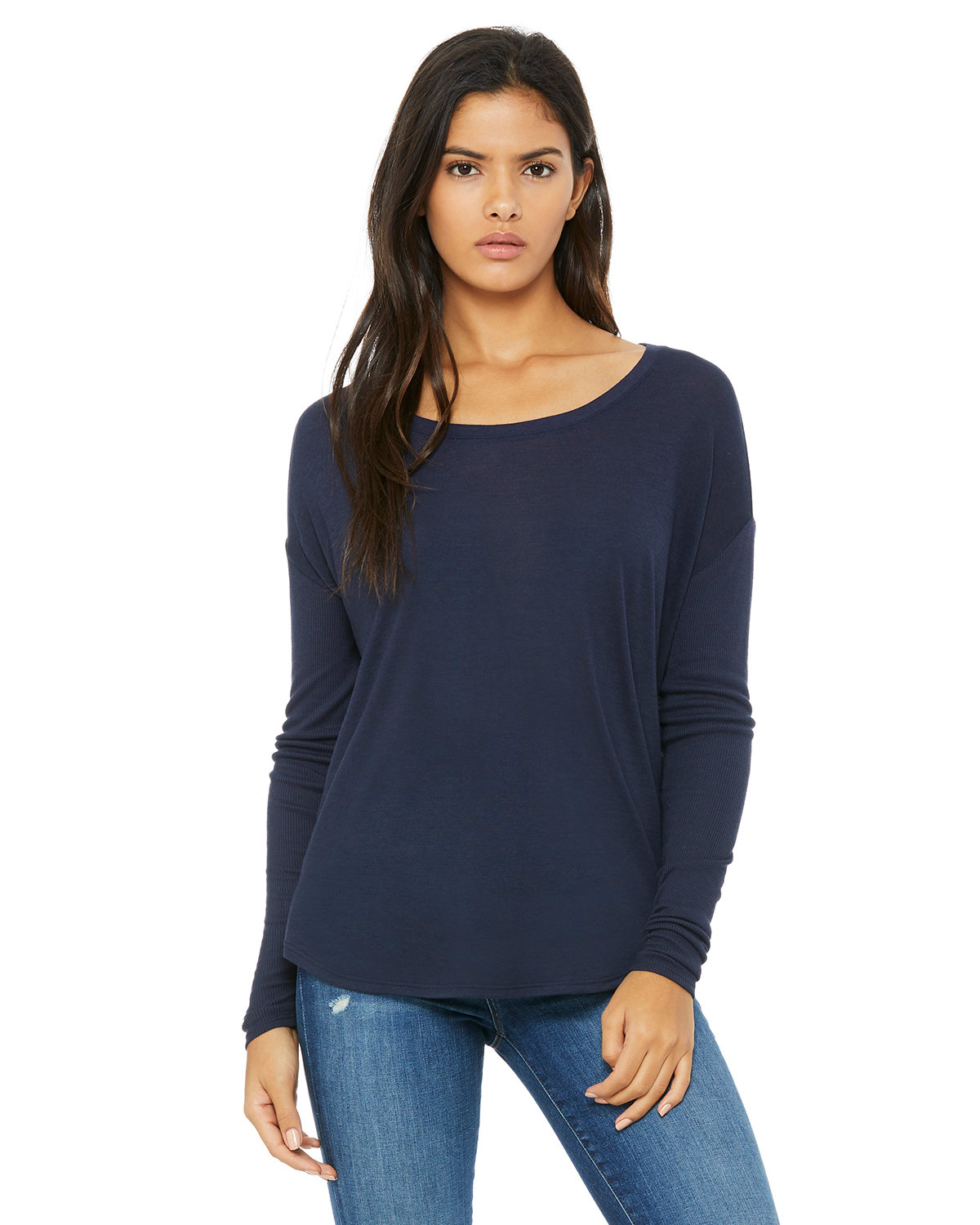 [AB] Bella + Canvas Ladies' Flowy Long-Sleeve T-Shirt with 2x1 Sleeves