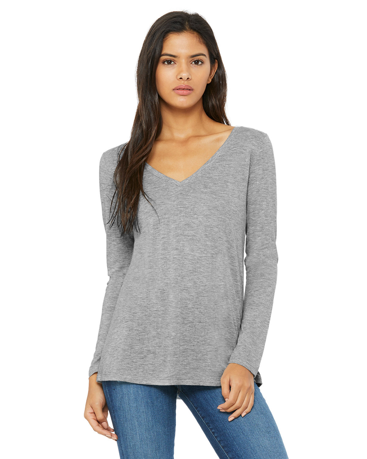 [AB] Bella + Canvas Ladies' Flowy Long-Sleeve V-Neck