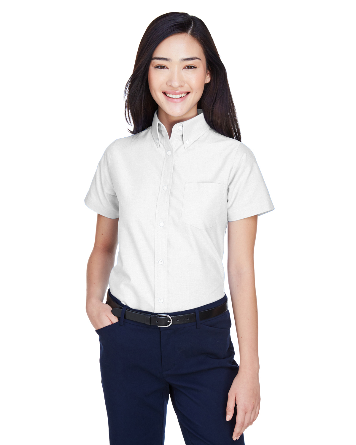 UltraClub Ladies\' Classic Wrinkle-Resistant Short-Sleeve Oxford