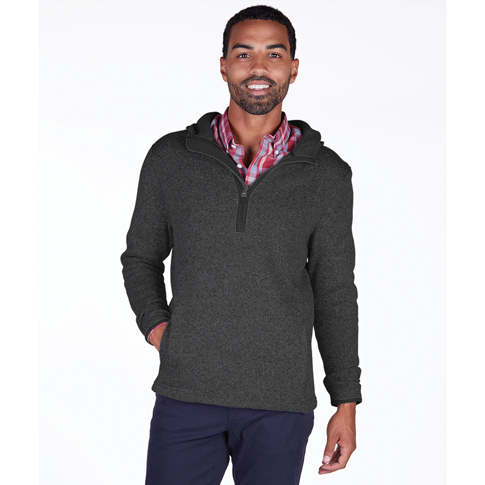 MEN\'S HEATHERED FLEECE QUARTER ZIP HOODIE