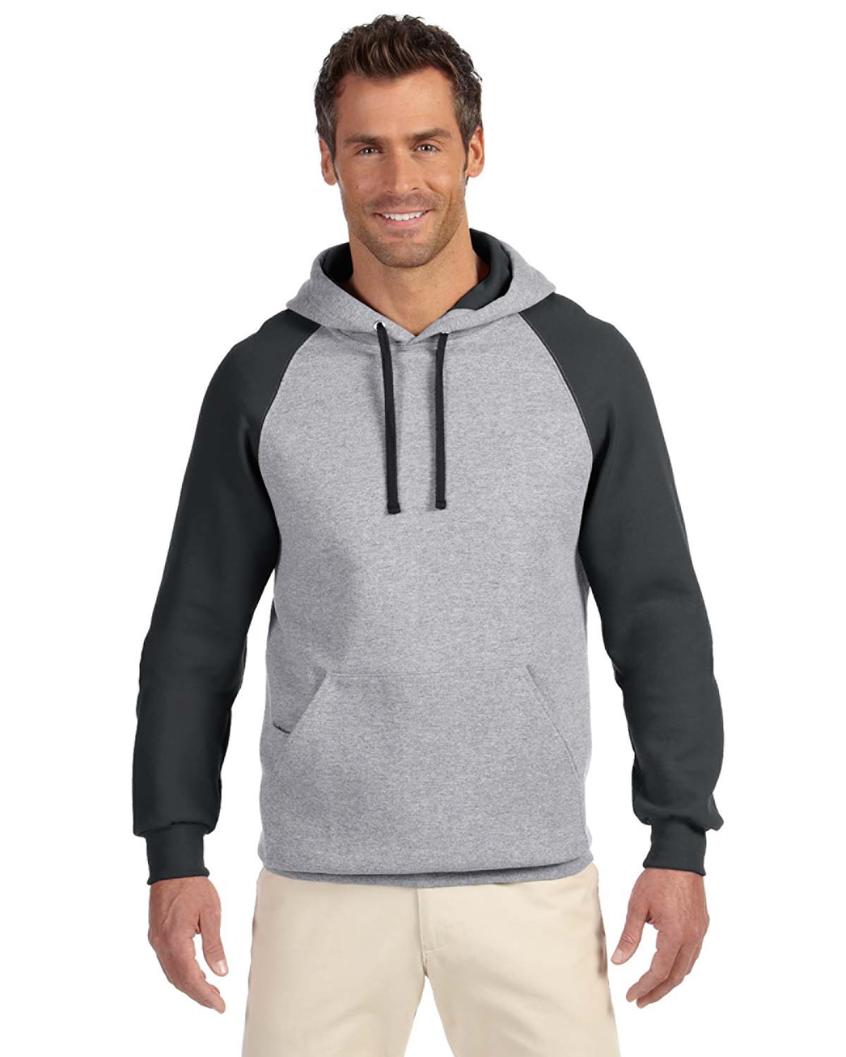 96CR Jerzees Adult 8 oz. NuBlend® Colorblock Raglan Pullover Hood