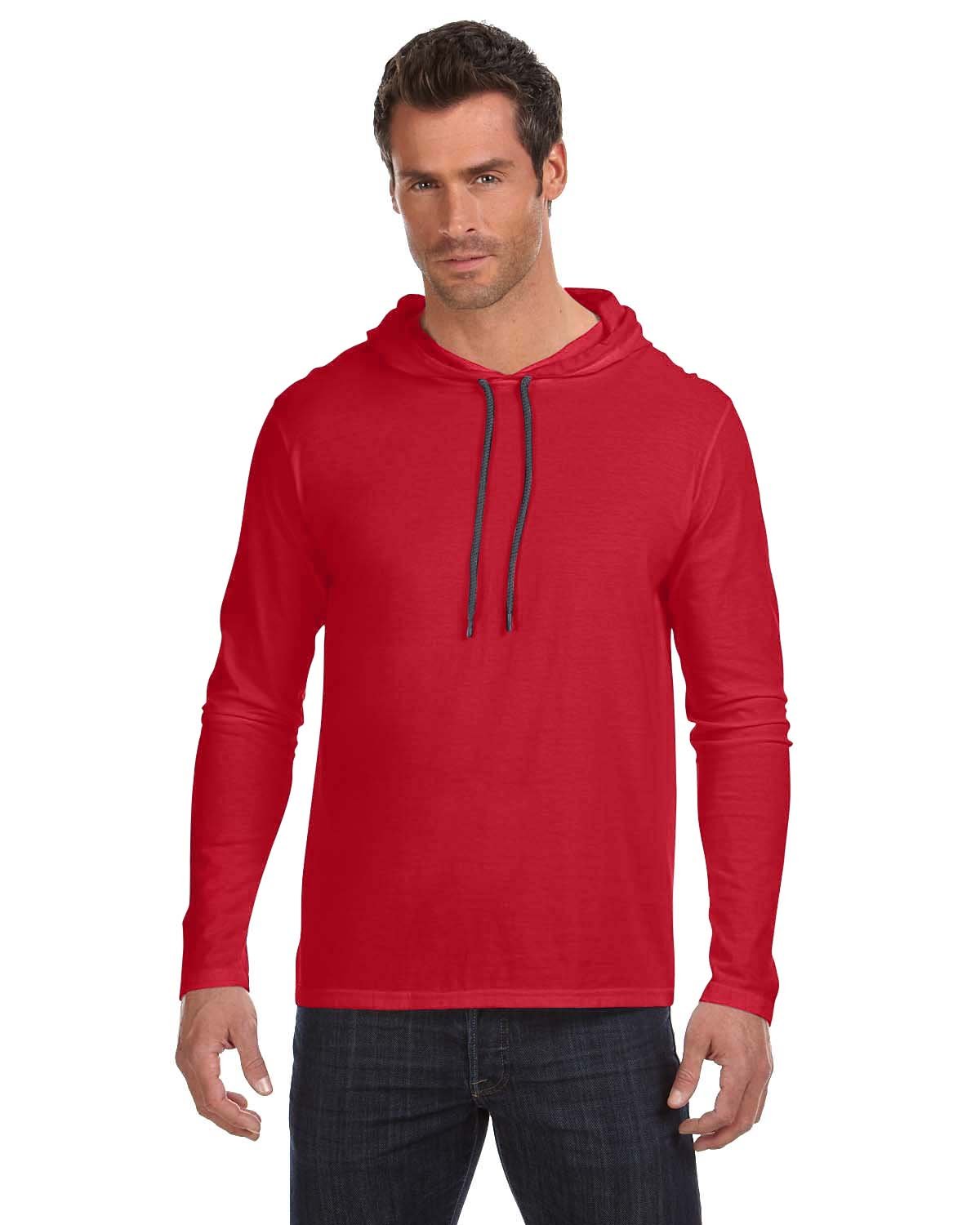 987AN Anvil Adult Lightweight Long-Sleeve Hooded T-Shirt