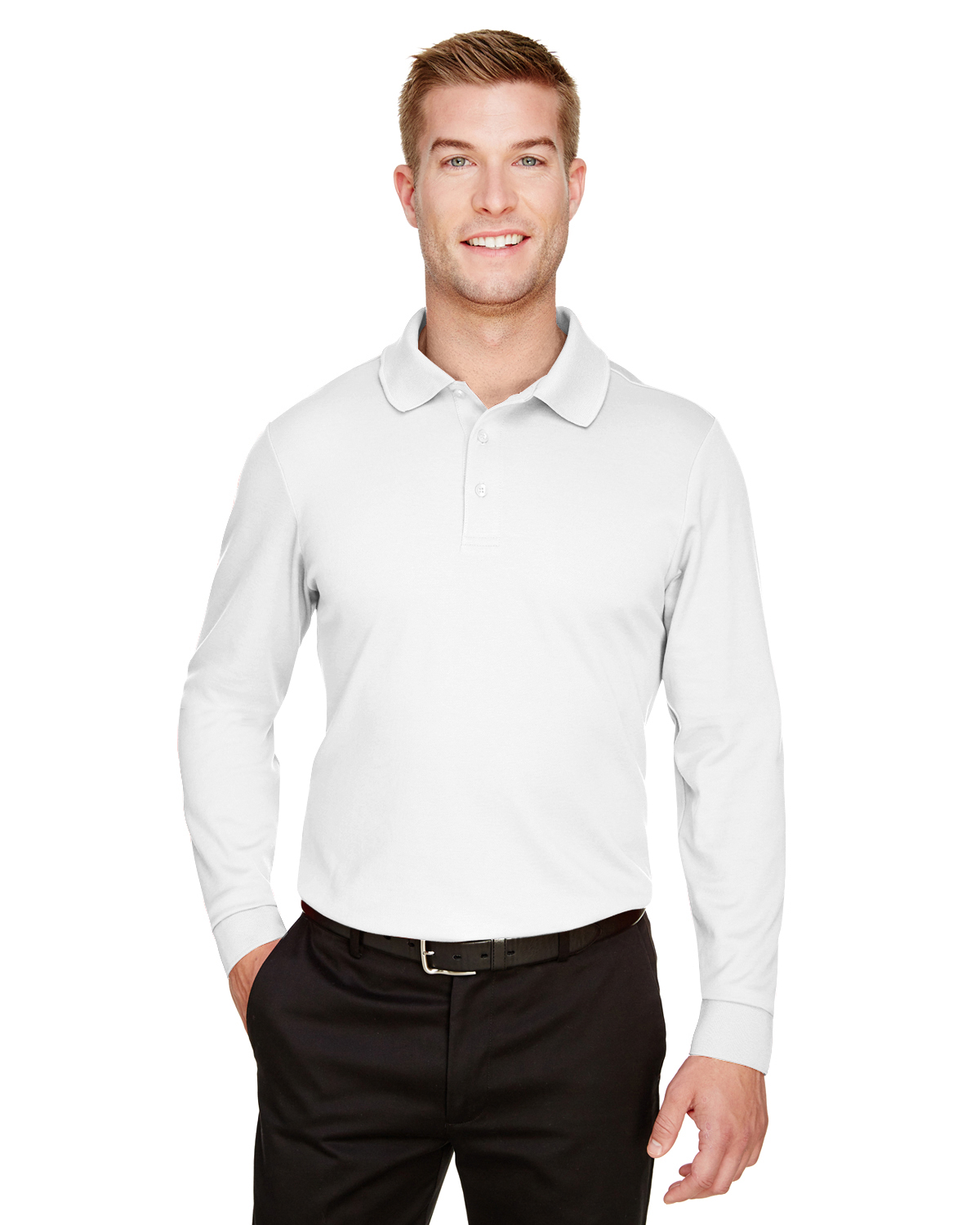 DG20L   Devon & Jones CrownLux Performanceâ„¢ Men\'s Plaited Long Sleeve Polo