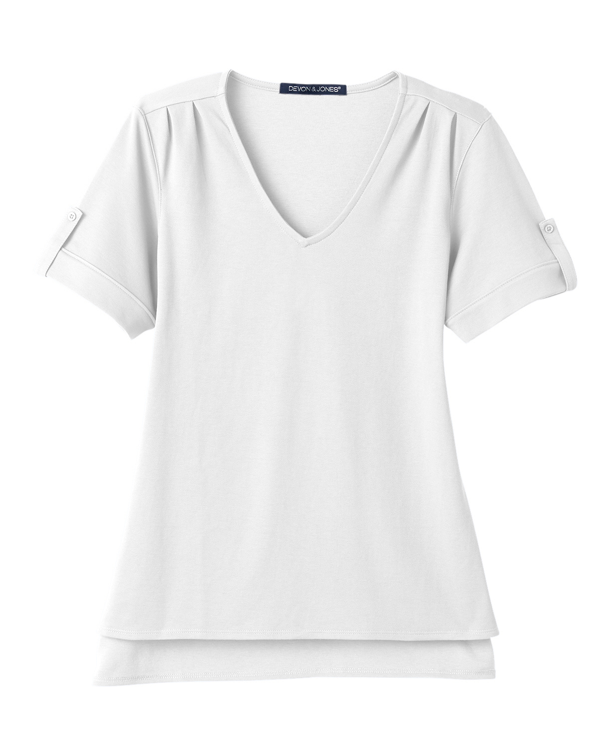 DG20WB   Devon & Jones Ladies\' CrownLux Performance™ Plaited Rolled-Sleeve Top