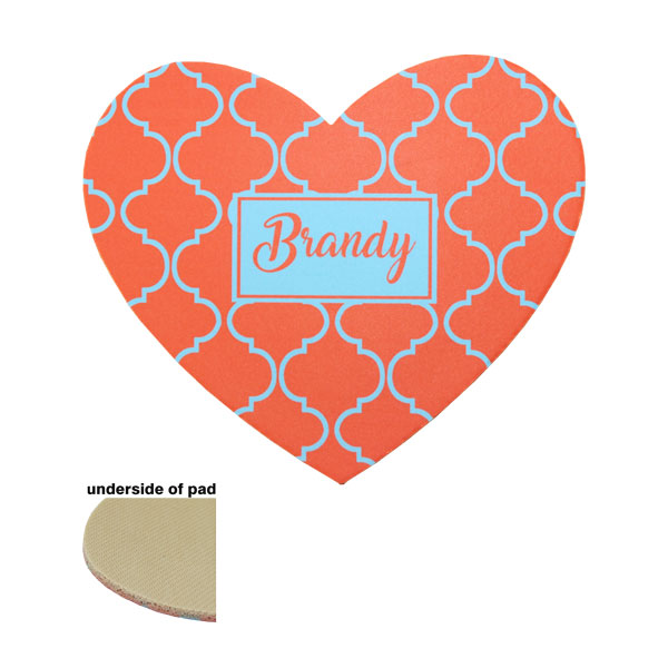 MP516-Heart Shaped Tan Rubber Backed Mouse Pad, 8â€ x 9.5â€ x .22â€ (5.5mm)