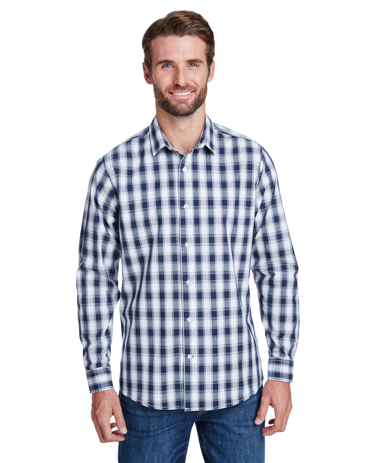 RP250  Artisan Collection by Reprime Men\'s Mulligan Check Long-Sleeve Cotton Shir