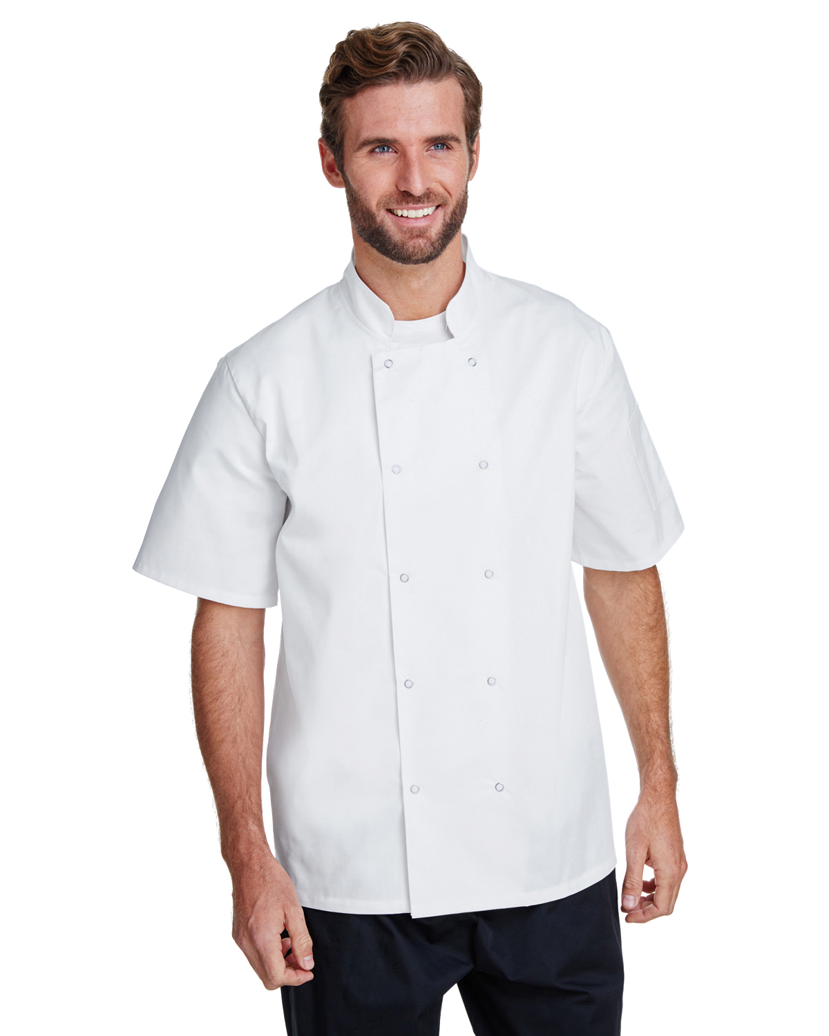 RP664  Artisan Collection by Reprime Unisex Studded Front Short-Sleeve Chef\'s Coat
