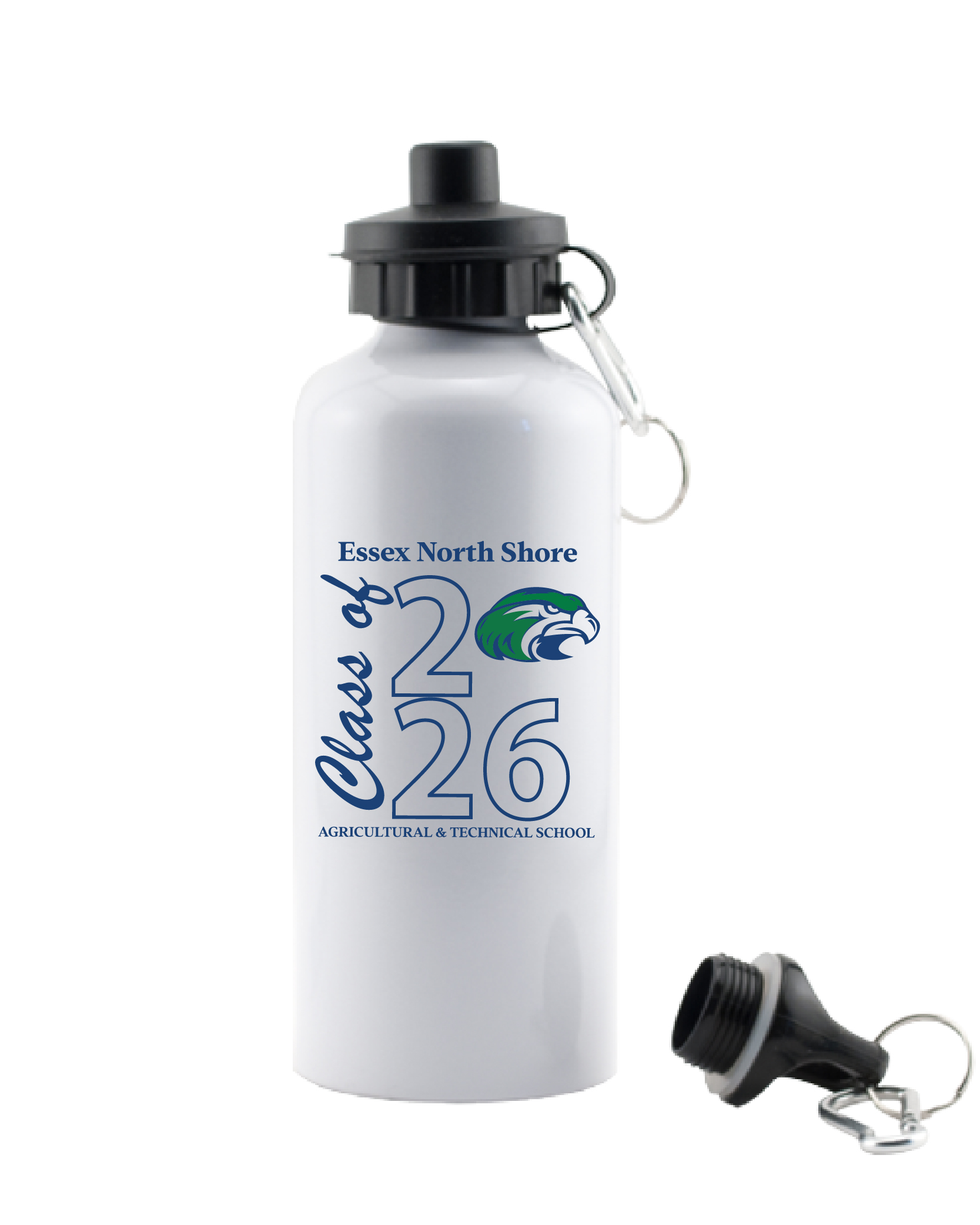 Essex North Shore PTO CLASS OF 2026 ALUMINUM WATER BOTTLE - 600ML - W/TOP AND CARABINER