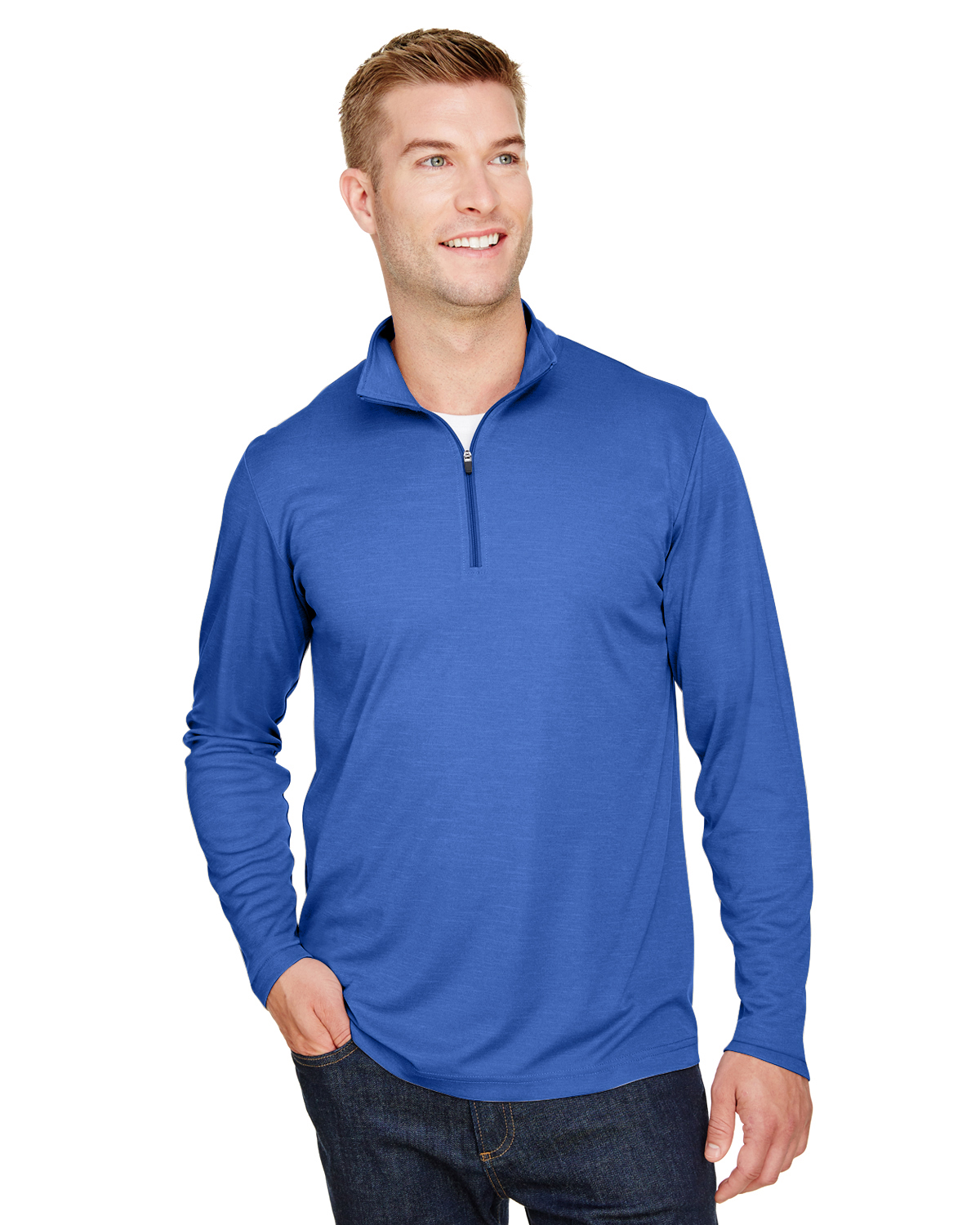 TT31H   Team 365 Men\'s Zone Sonic Heather Performance Quarter-Zip