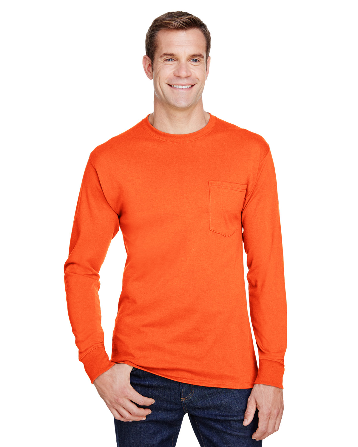 W120   Hanes Adult Workwear Long-Sleeve Pocket T-Shirt